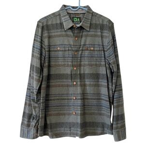 Hippy Tree | 100% Cotton Flannel Shirt, Slim Fit | Muted Blue Stripes | Medium